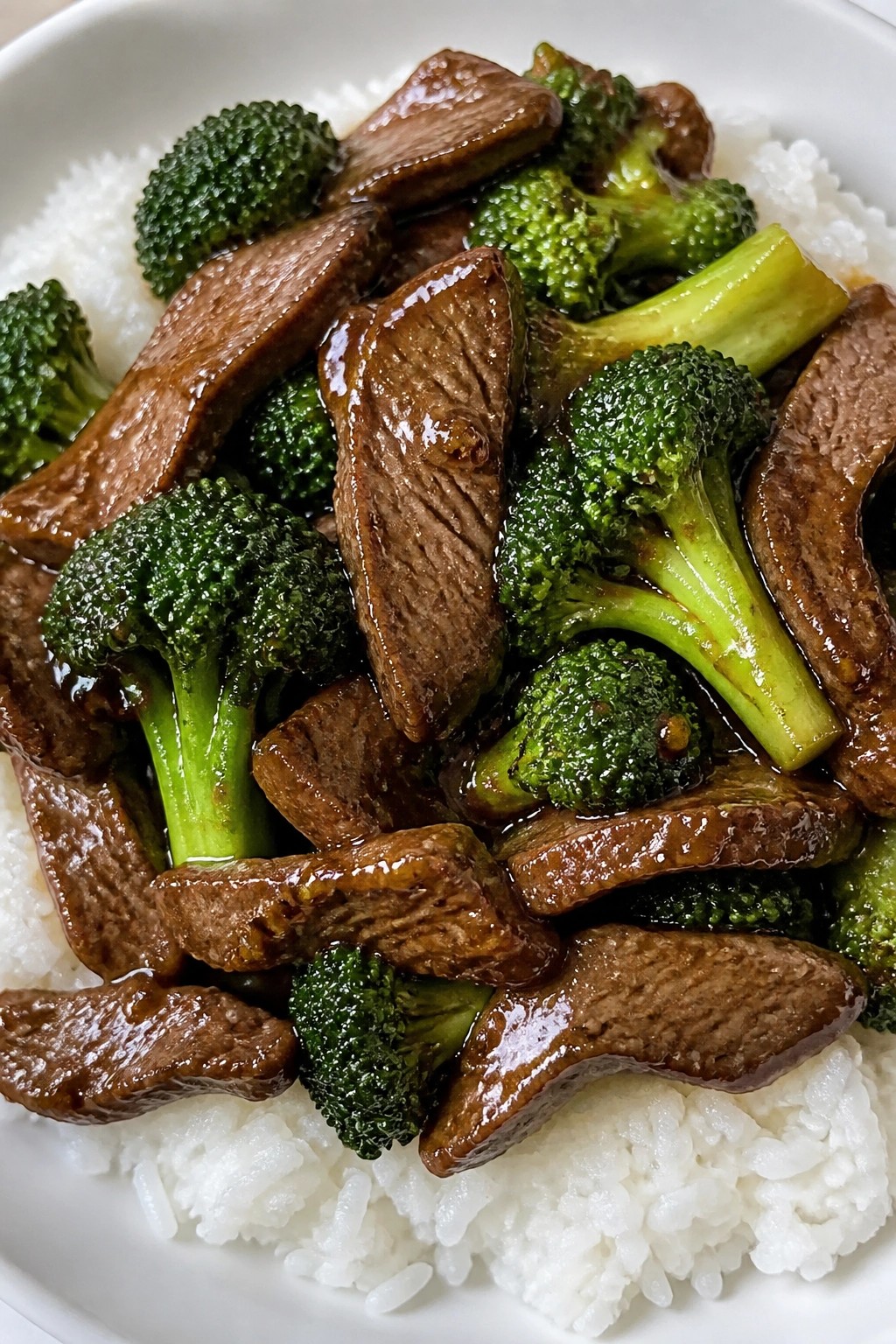 Beef and Broccoli Stir-Fry over Steamed Jasmine Rice