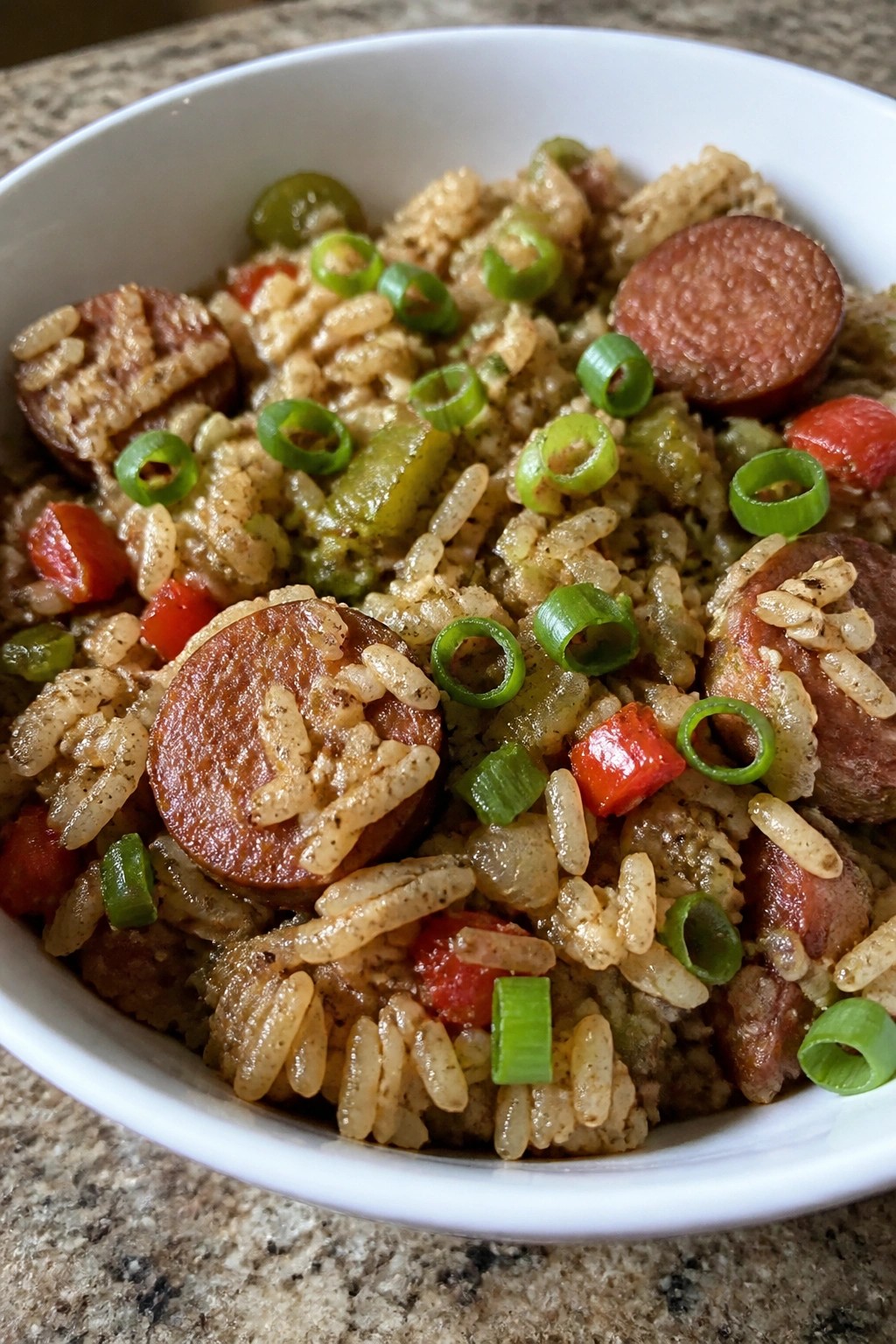 Sausage Peppers and Onion Dirty Rice
