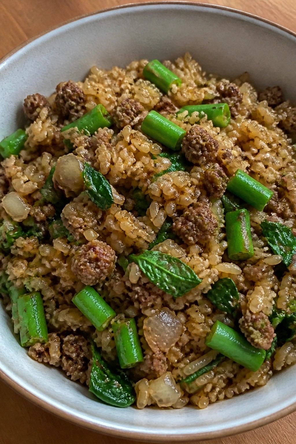 Thai Basil Beef and Green Bean Fried Rice