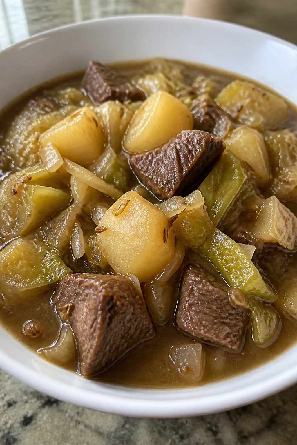 Beef Potato Stew with Cabbage and Caraway
