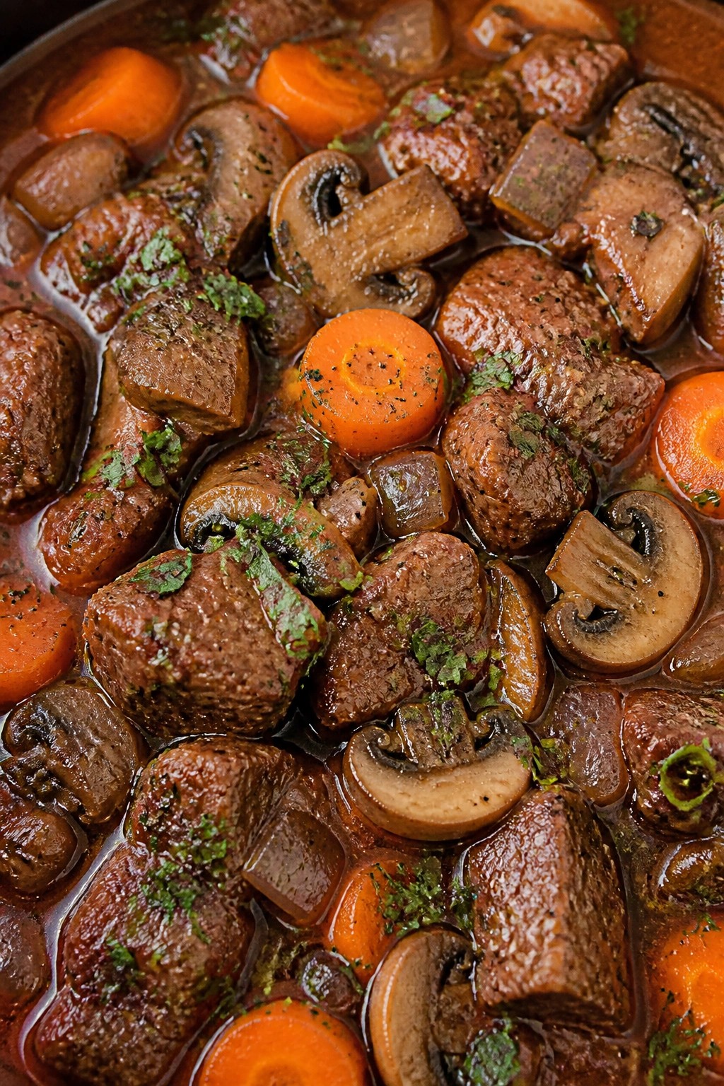 French Herb Lamb Stew with Mushrooms and Red Wine
