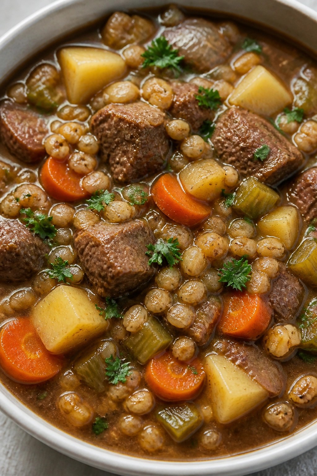 Irish Guinness Lamb Stew with Pearl Barley