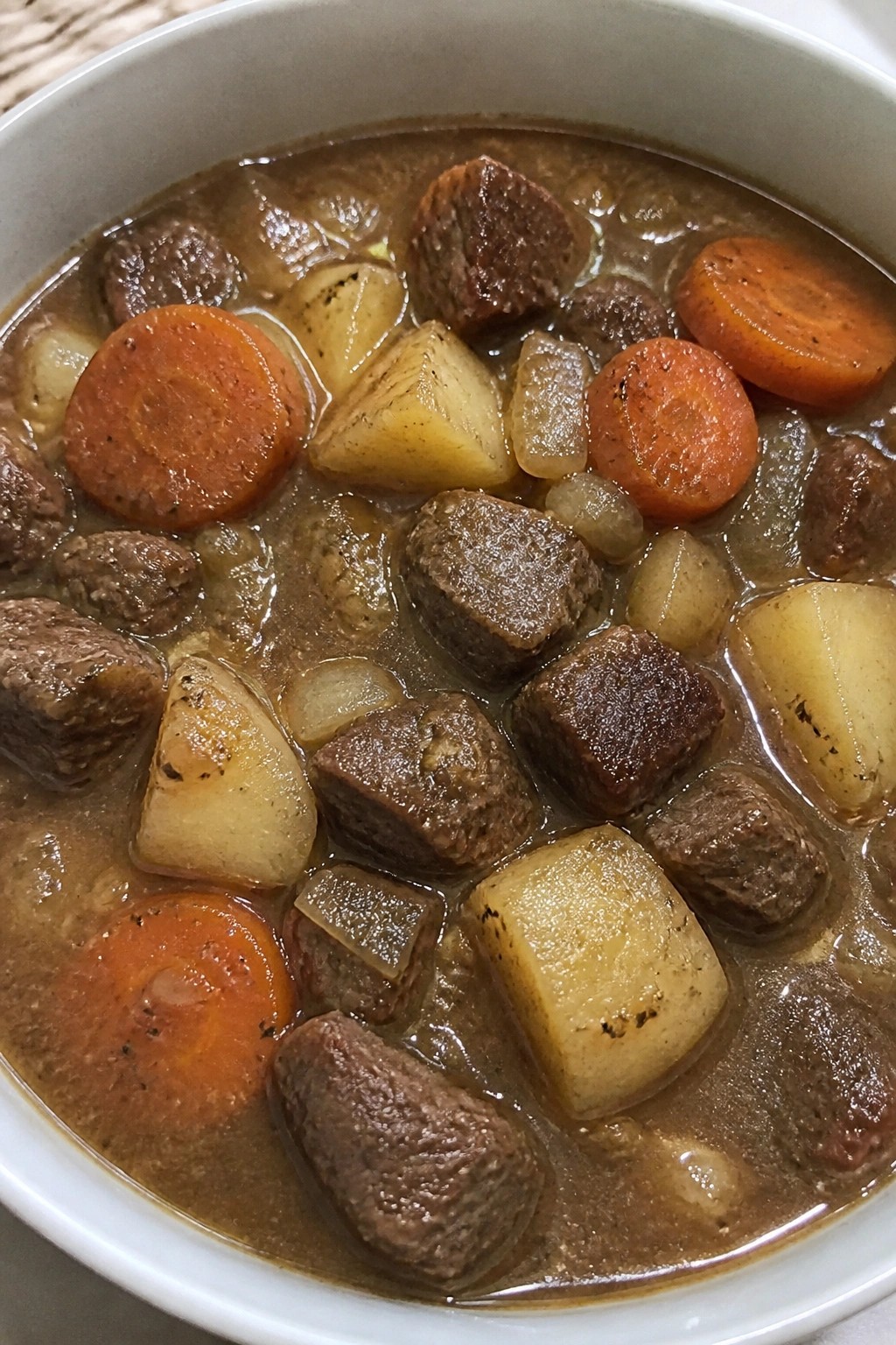 Classic Beef Irish Stew with Carrots and Mixed Herbs