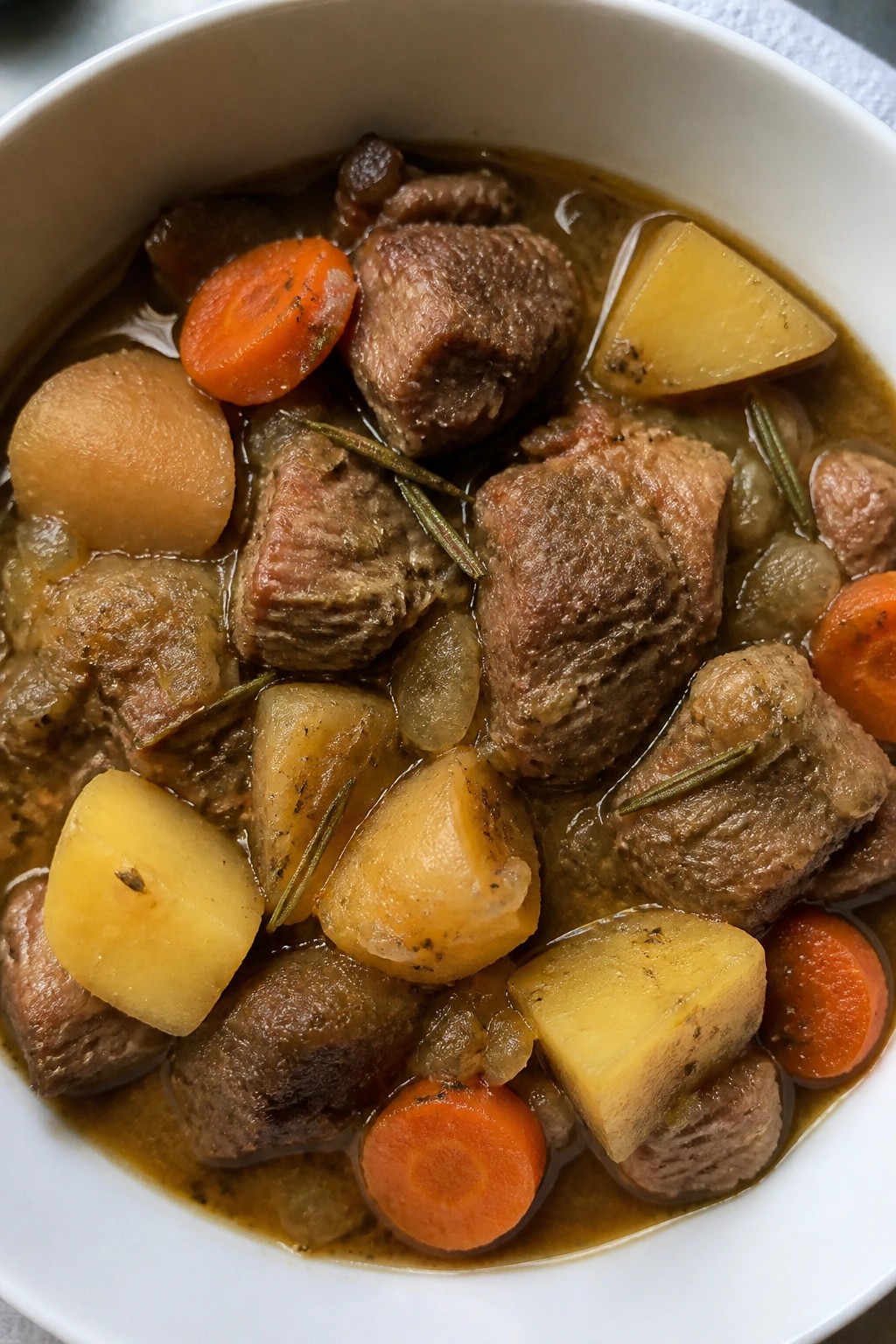 Slow Cooker Lamb Stew with Potatoes and Rosemary