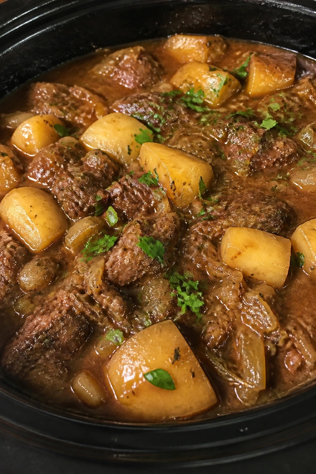 Slow Cooker Stout Lamb Stew with Potatoes and Leeks