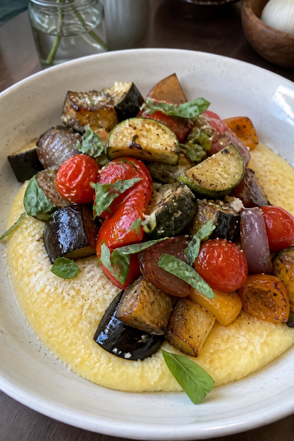 Sheet Pan Ratatouille with Creamy Polenta