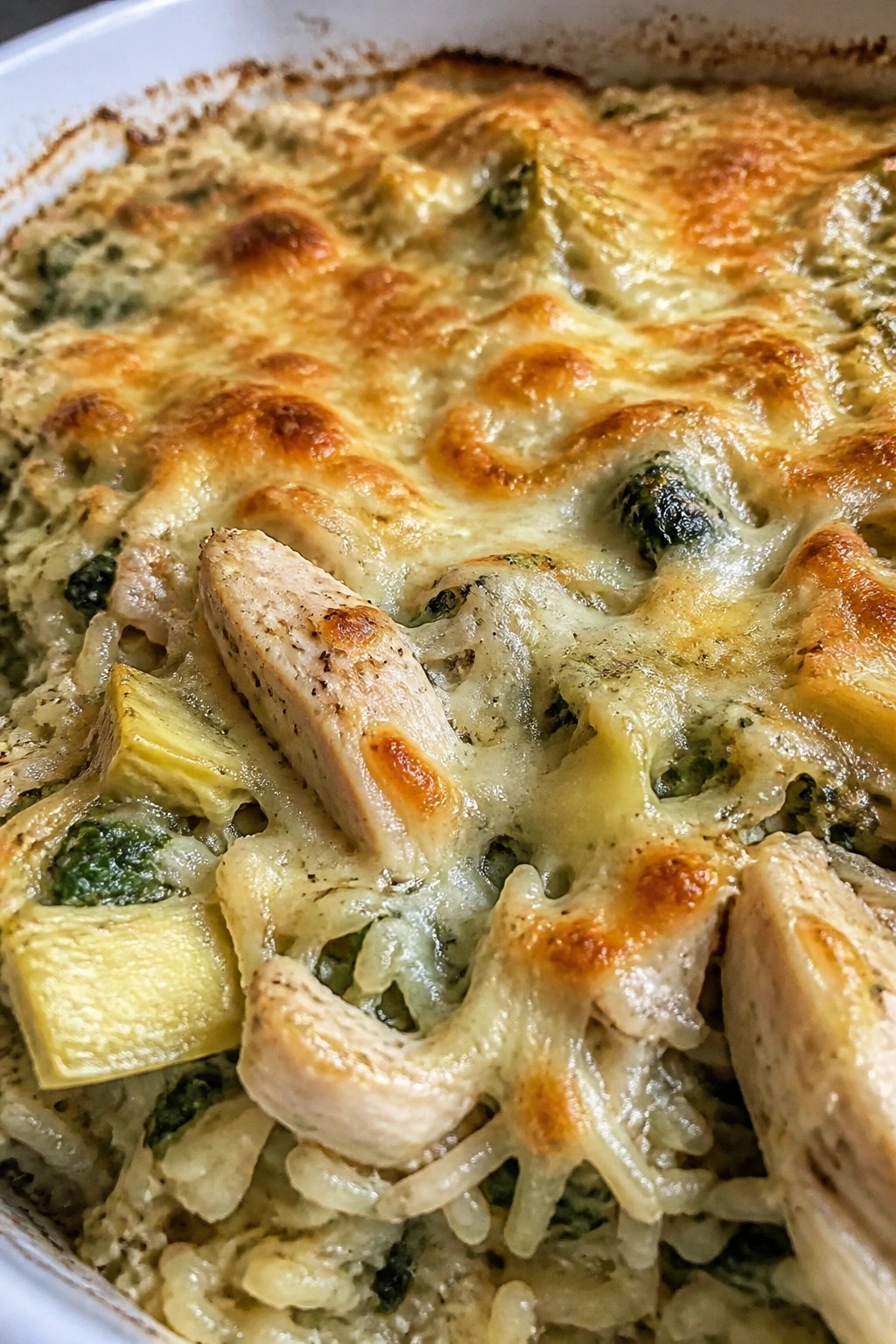 Spinach Artichoke Chicken Rice Casserole