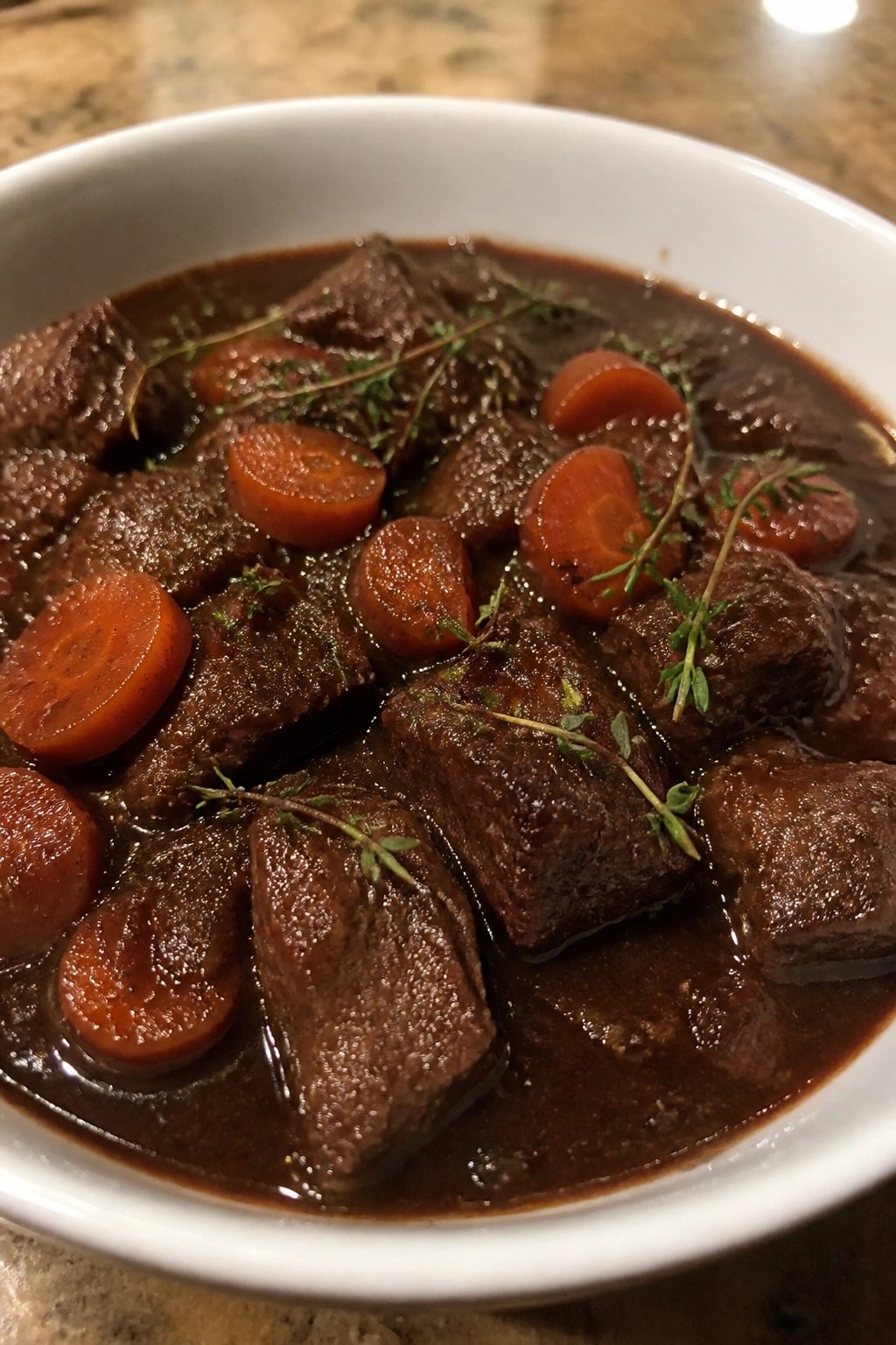 Rich Guinness Beef Stew with Dark Chocolate and Thyme