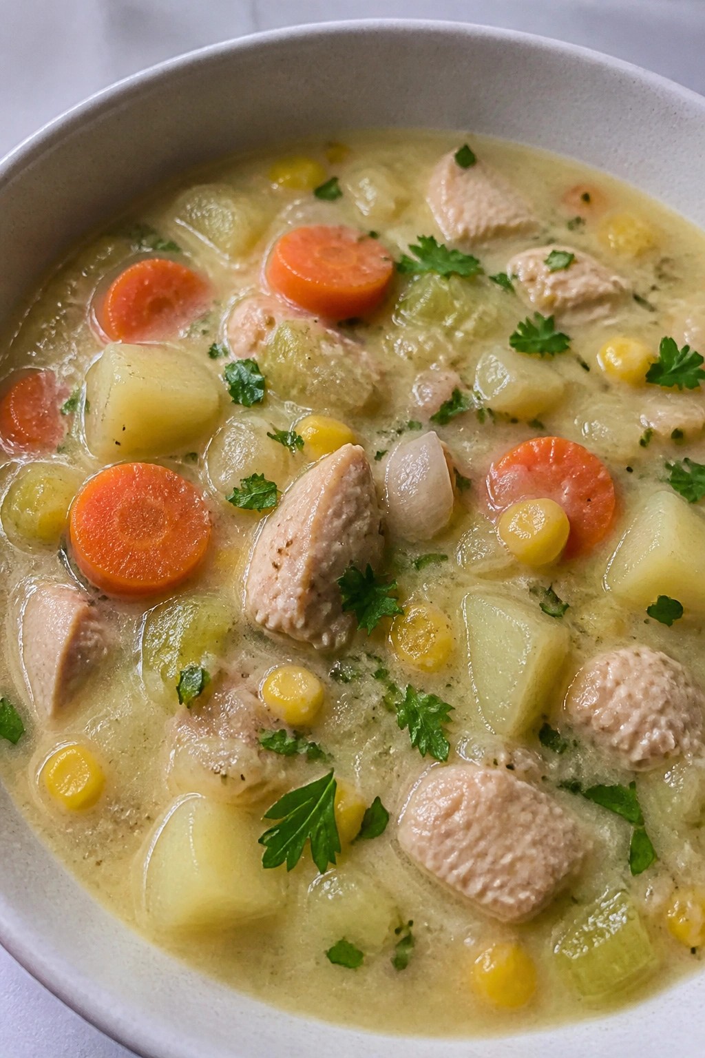 Chicken Corn Chowder-Style Stew with Potatoes