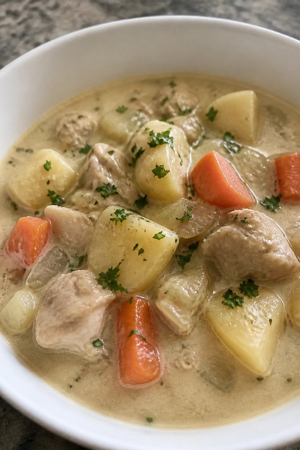 Classic Creamy Chicken and Root Vegetable Stew