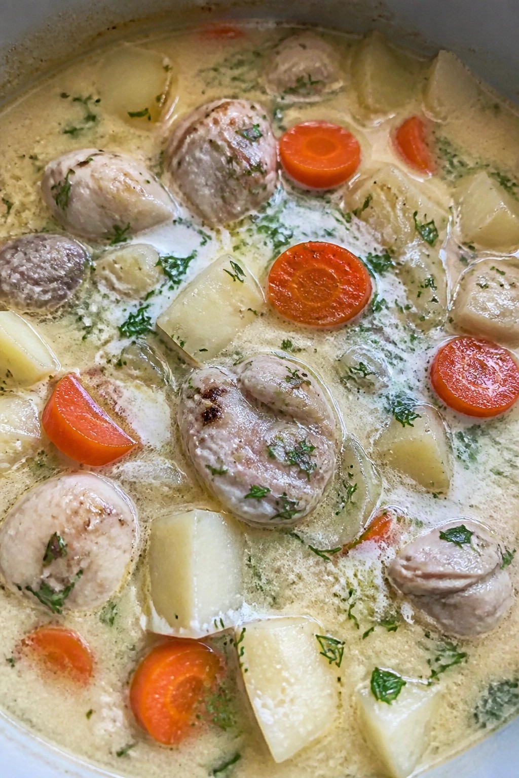 Creamy Chicken Stew with Celery Root and Fresh Dill