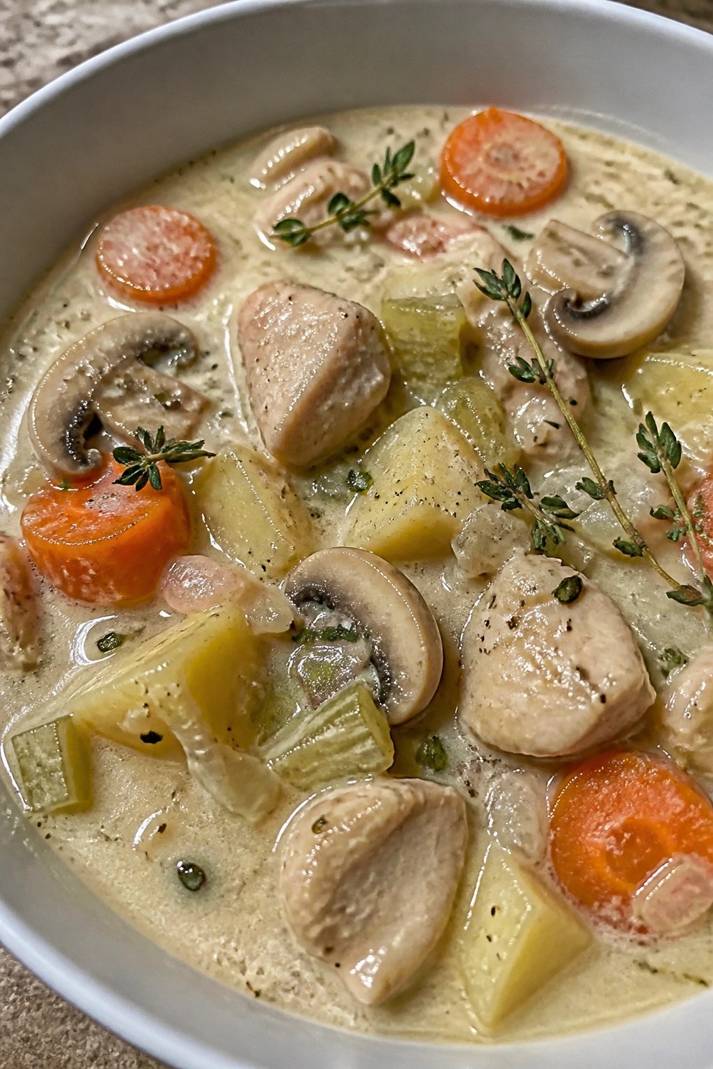 Creamy Mushroom and Thyme Chicken Stew
