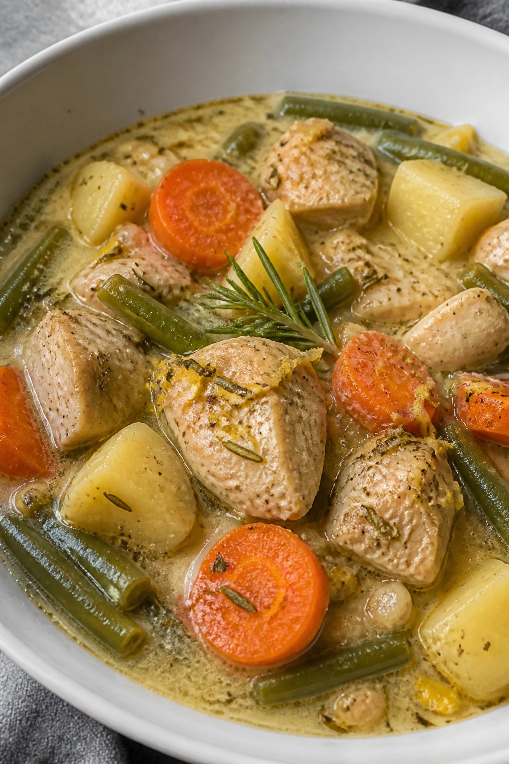 Lemon Rosemary Chicken Stew with Green Beans