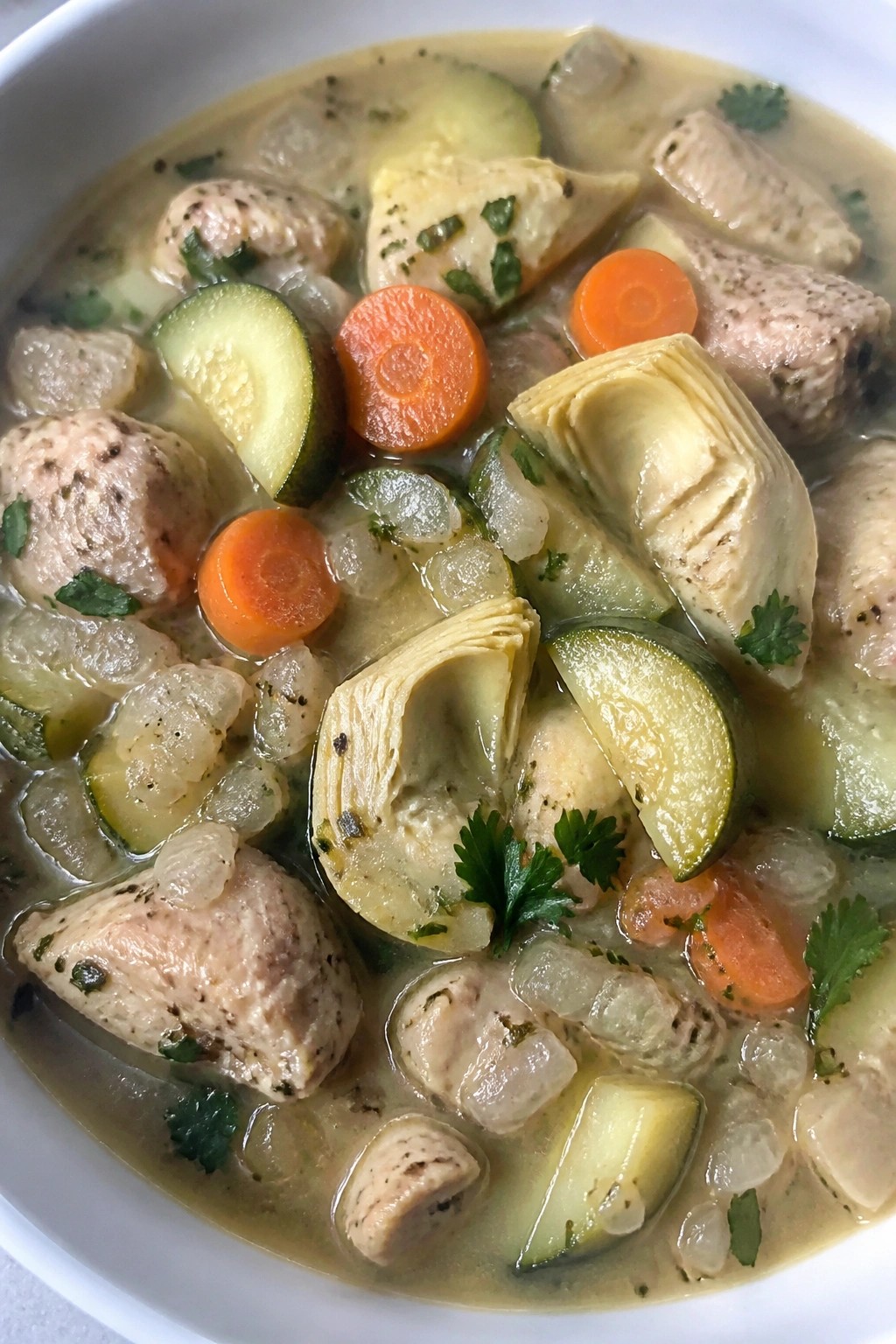 Mediterranean Chicken Stew with Artichokes and Zucchini