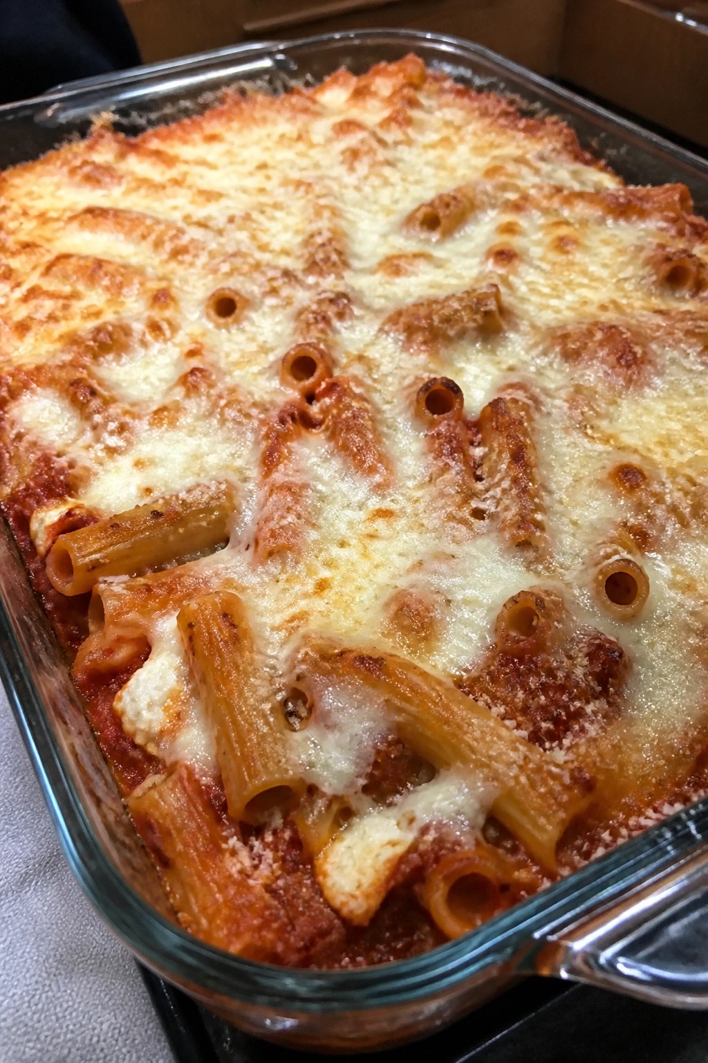 Baked Ziti with Ricotta and Mozzarella