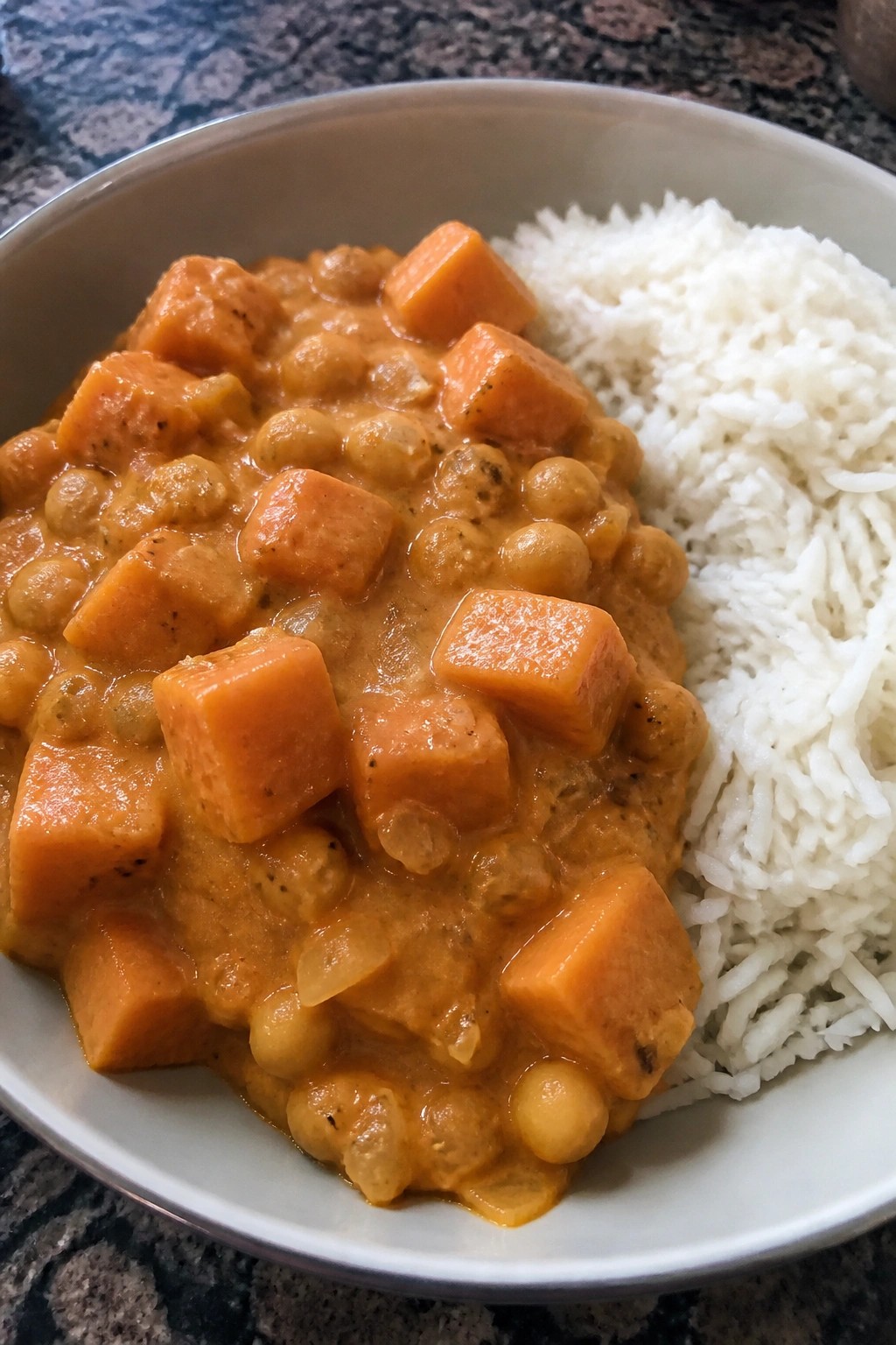 Sweet Potato and Chickpea Curry with Basmati Rice