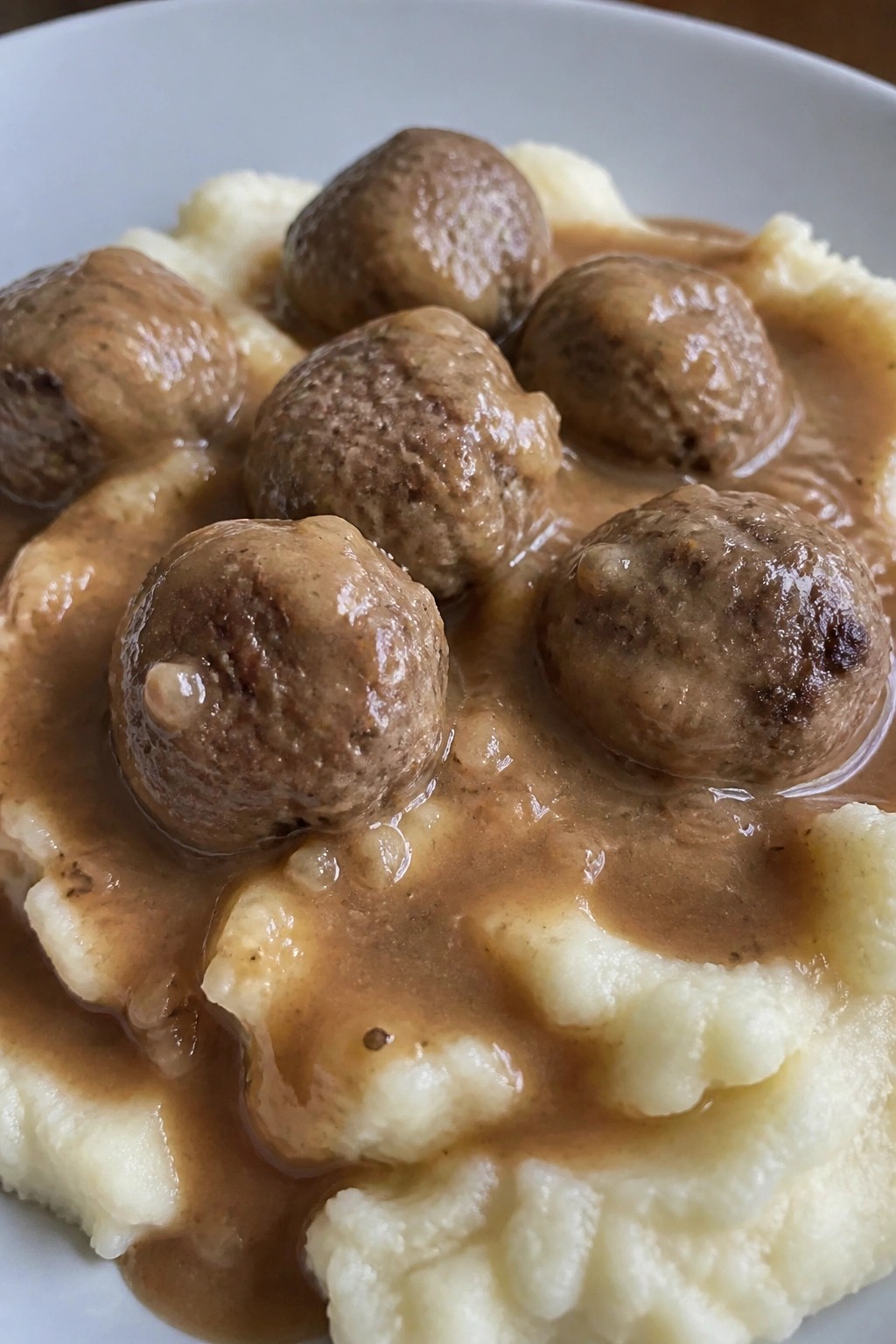 Swedish Meatballs in Gravy with Mashed Potatoes