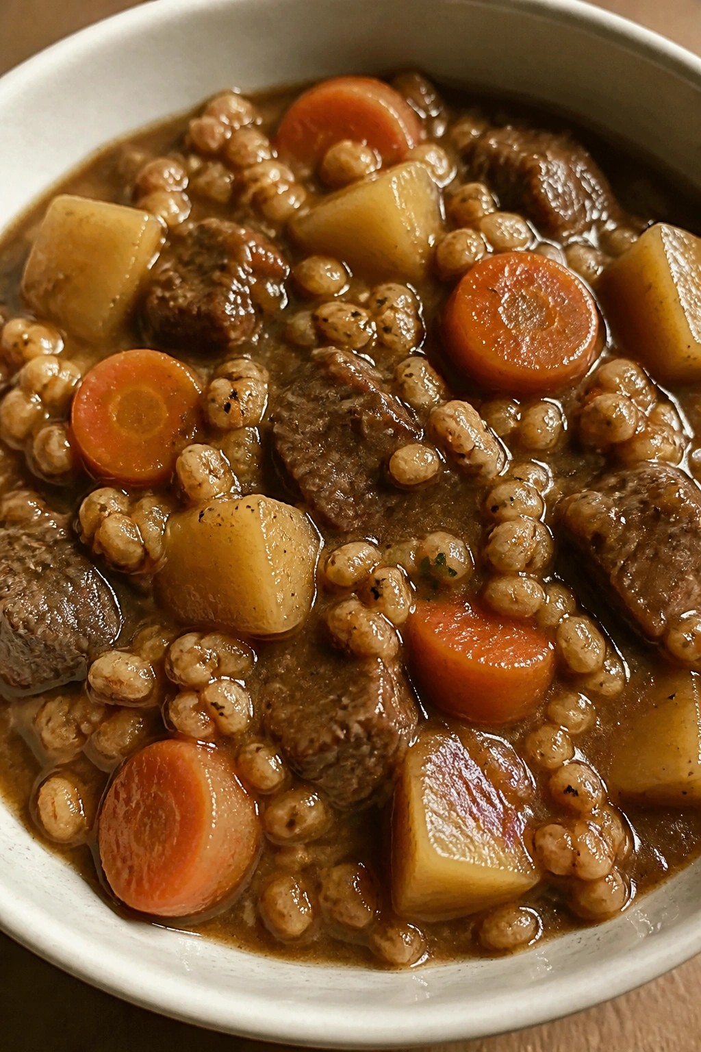 Beef Barley Stew with Potatoes and Carrots