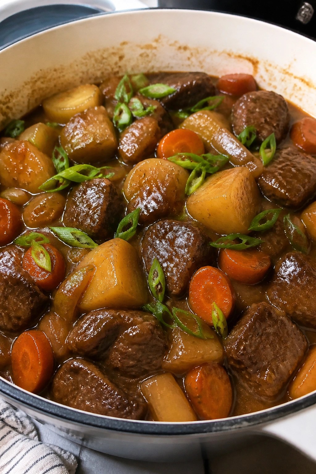 Ginger Soy Beef Stew with Potatoes and Carrots
