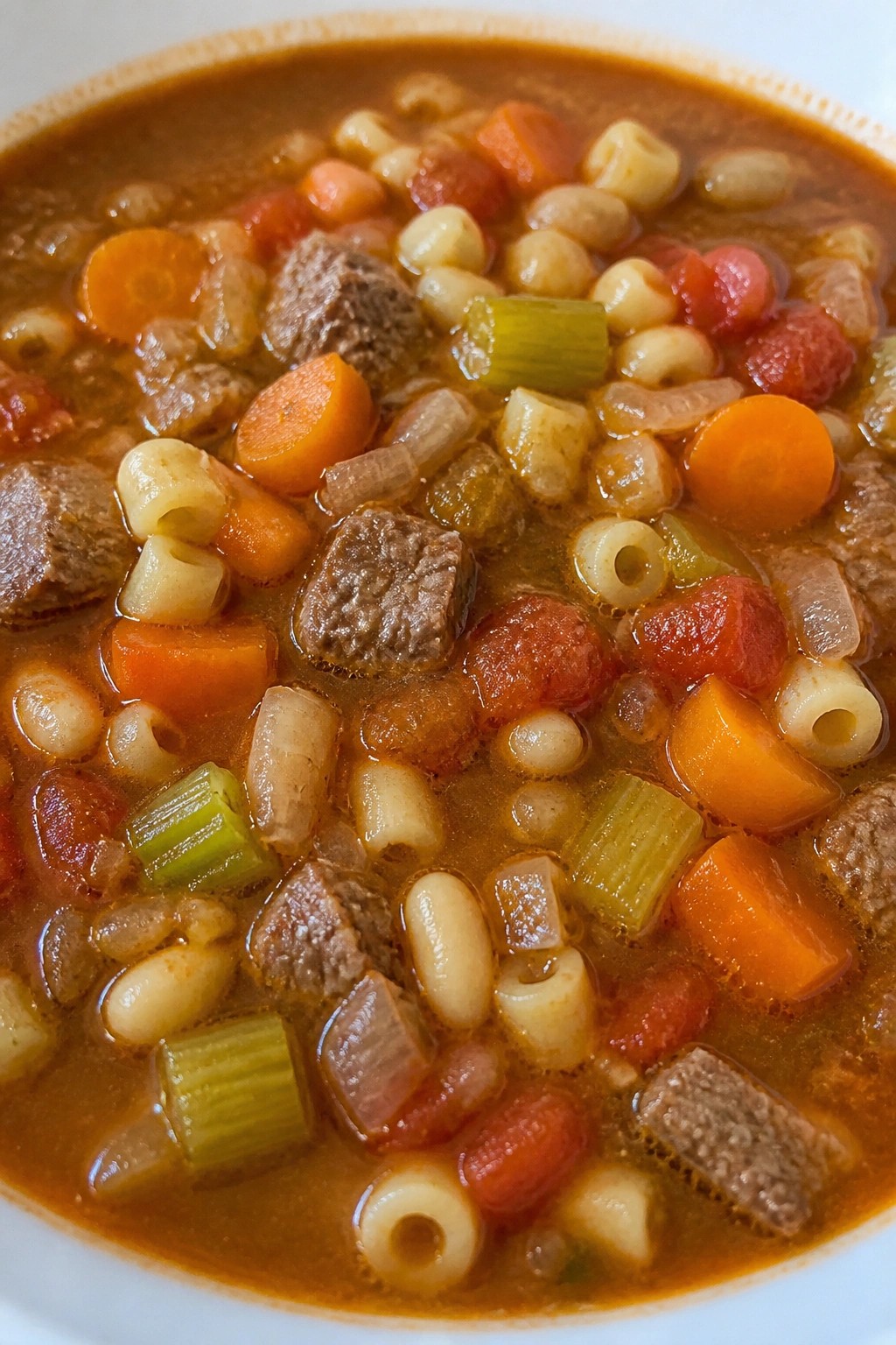 Vegetable Beef Minestrone with Pasta