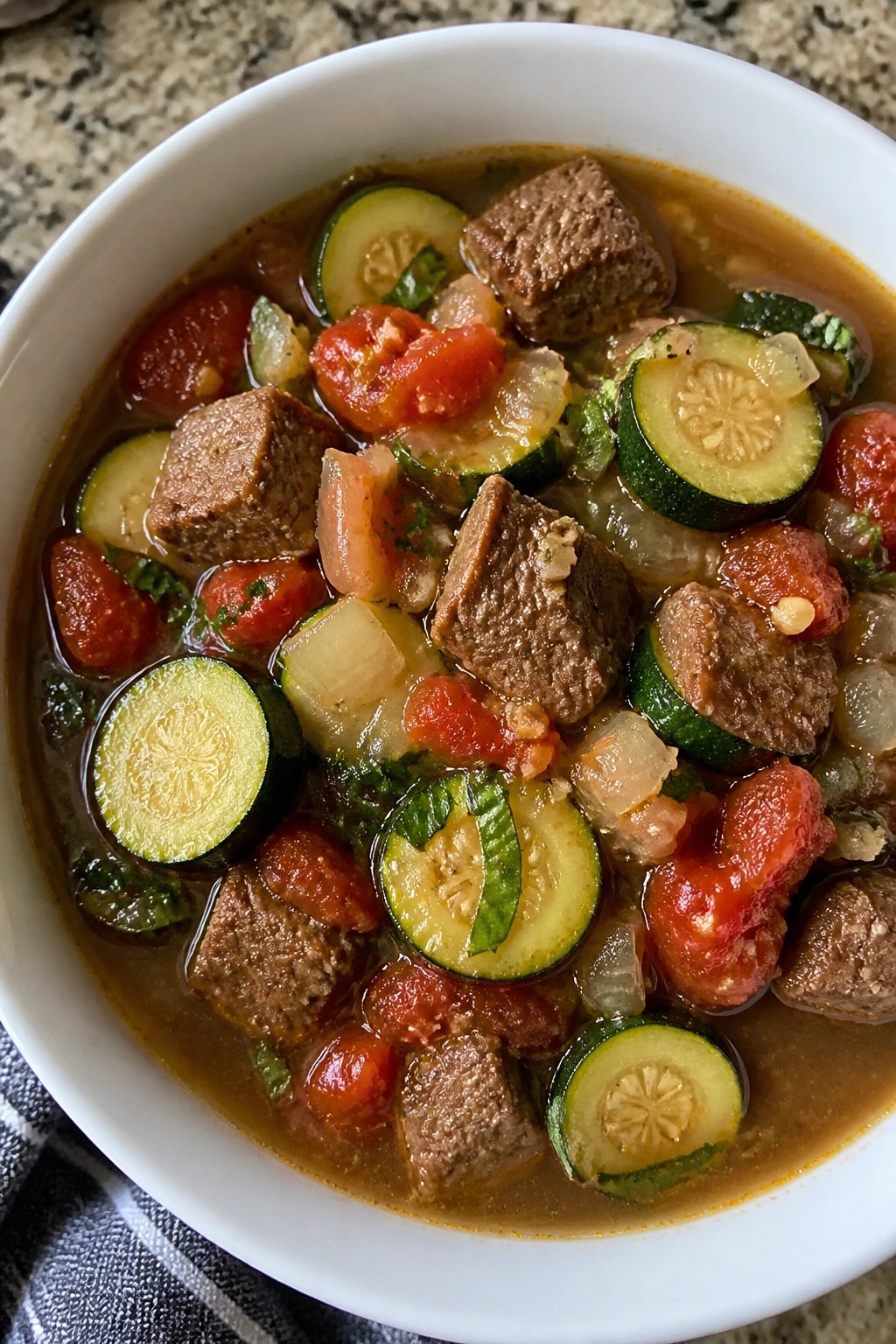 Italian Zucchini Basil Beef Stew