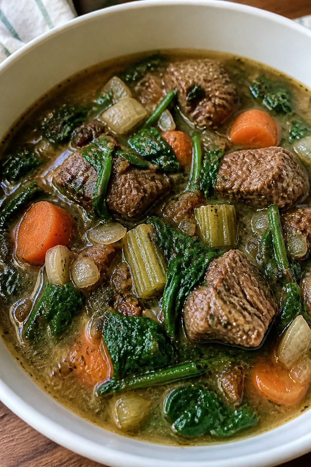 Nutmeg Spinach Beef Stew
