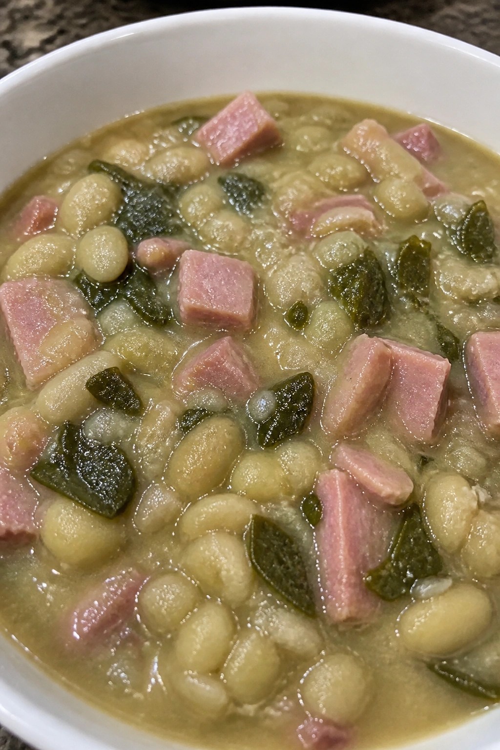 Southern Lima Bean and Ham Soup with Collard Greens