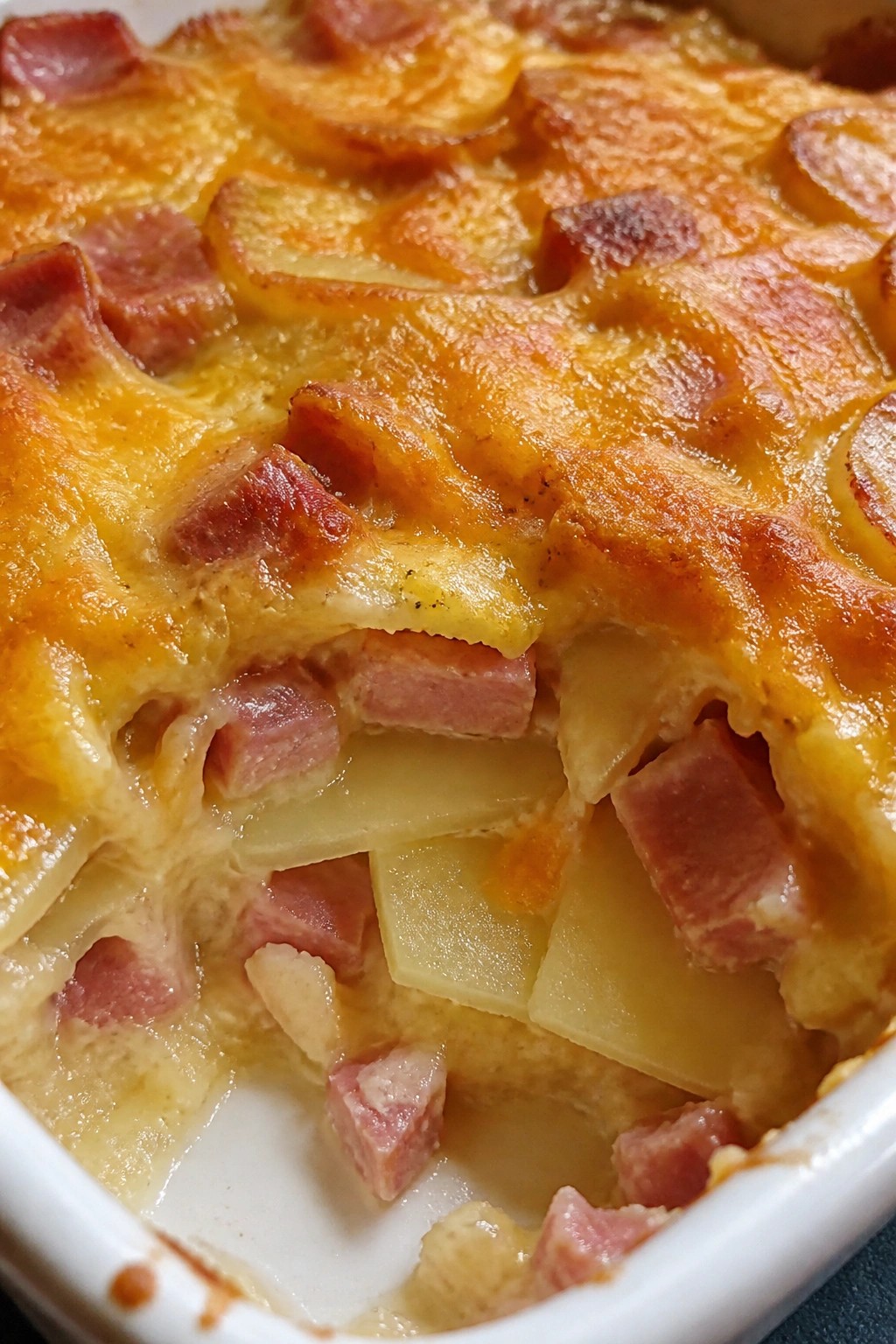 Ham, Potato, and Cheddar Scalloped Casserole