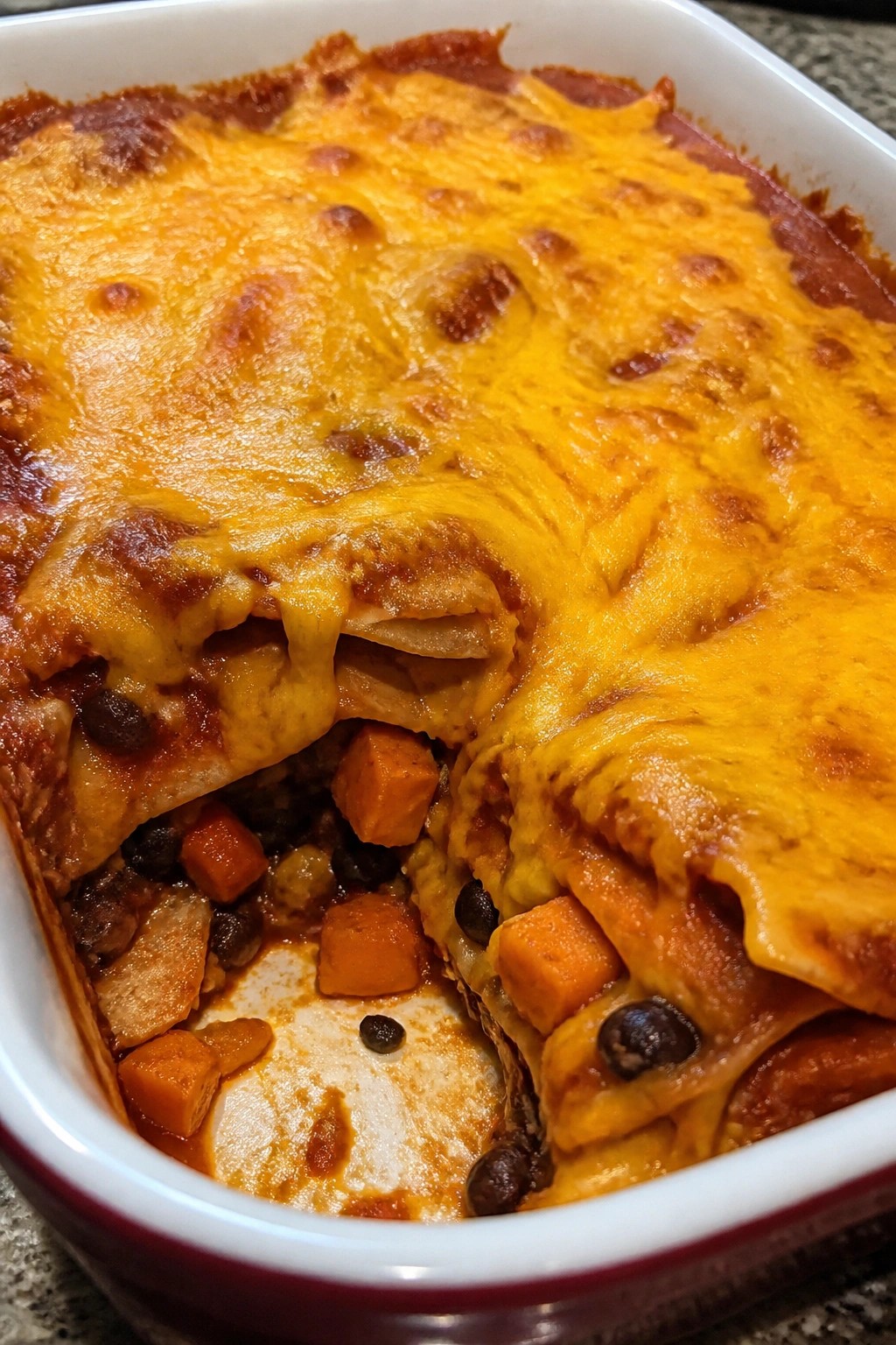 Sweet Potato and Black Bean Enchilada Bake