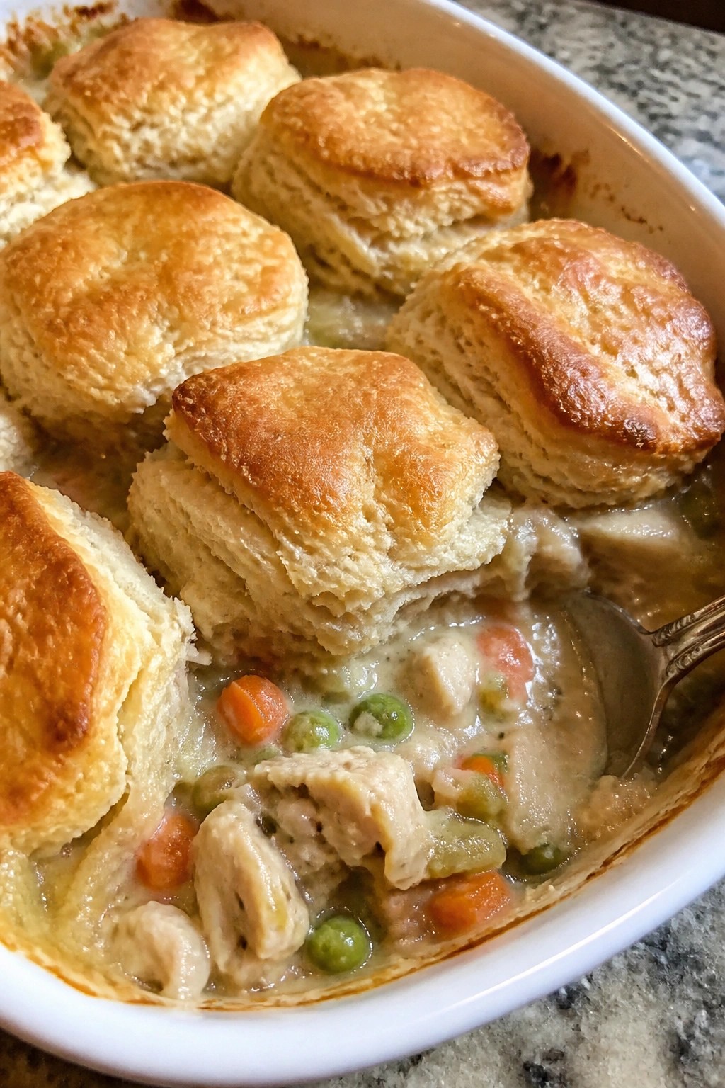 Turkey Pot Pie with Flaky Biscuit Crust