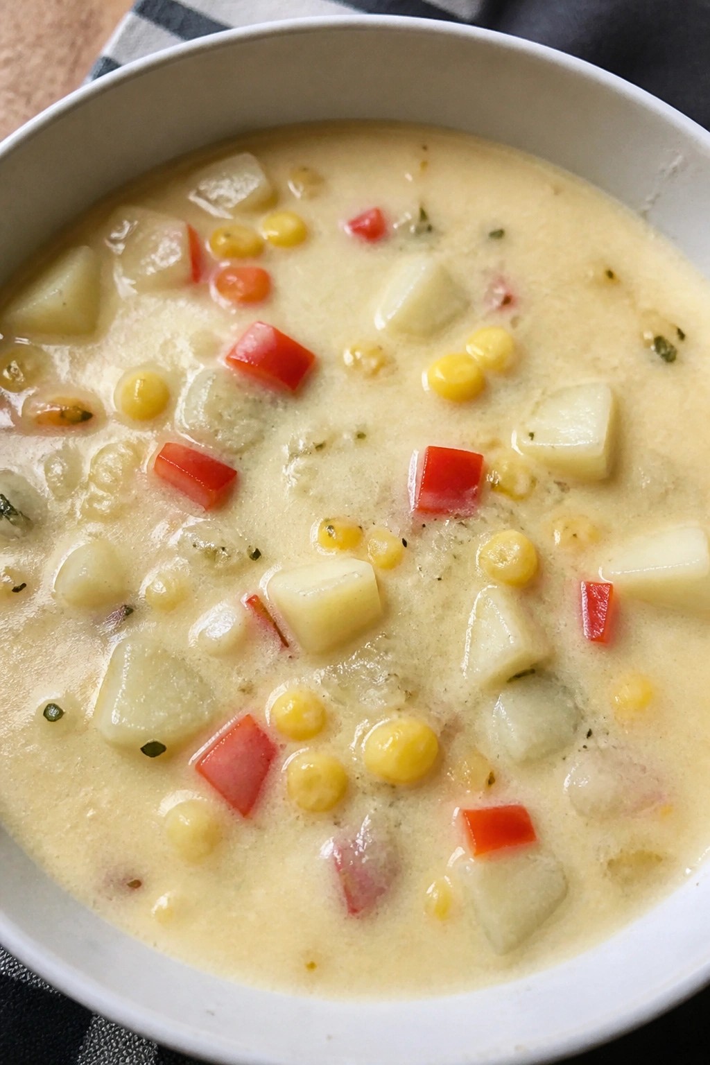 Creamy Slow Cooker Sweet Corn and Red Pepper Potato Chowder