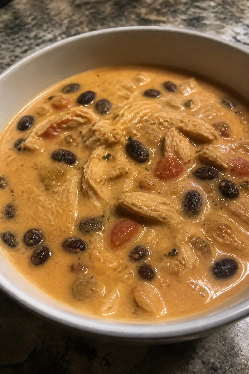 Creamy Chicken Enchilada Soup with Beans