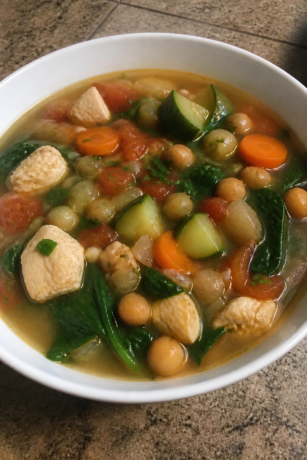 Mediterranean Chicken and Chickpea Vegetable Soup