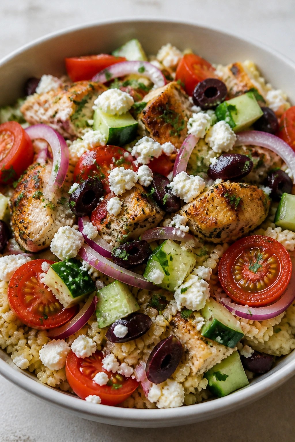 Mediterranean Chicken Couscous Bowls with Feta