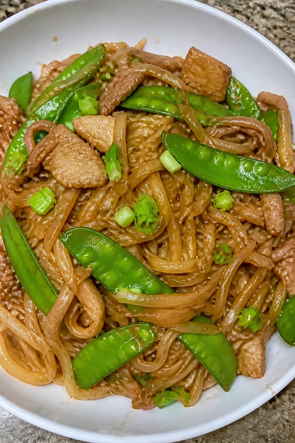 Pork Snow Pea Stir-Fry with Rice Noodles