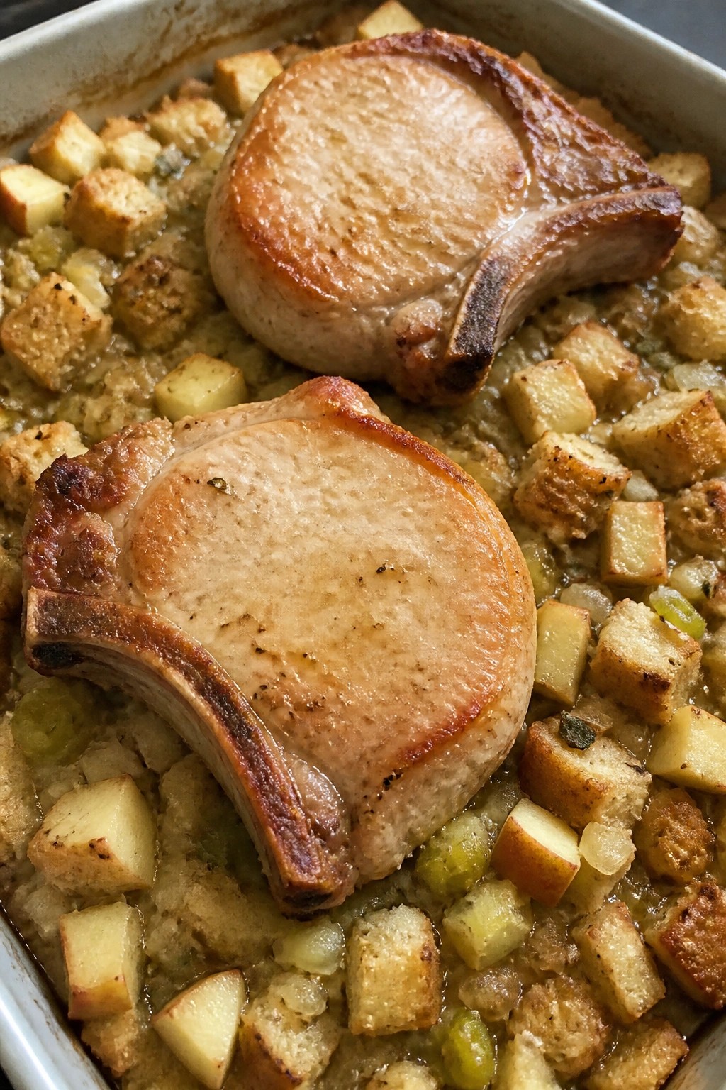 Oven-Baked Pork Chops with Apple and Sage Stuffing