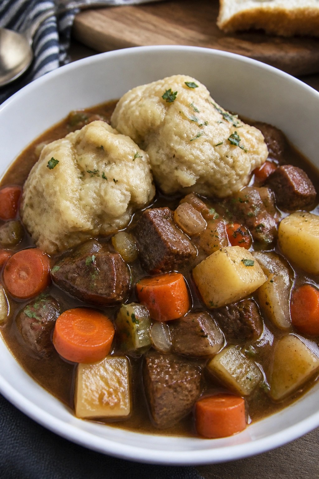 Slow-Cooked Beef Stew with Herb Dumplings