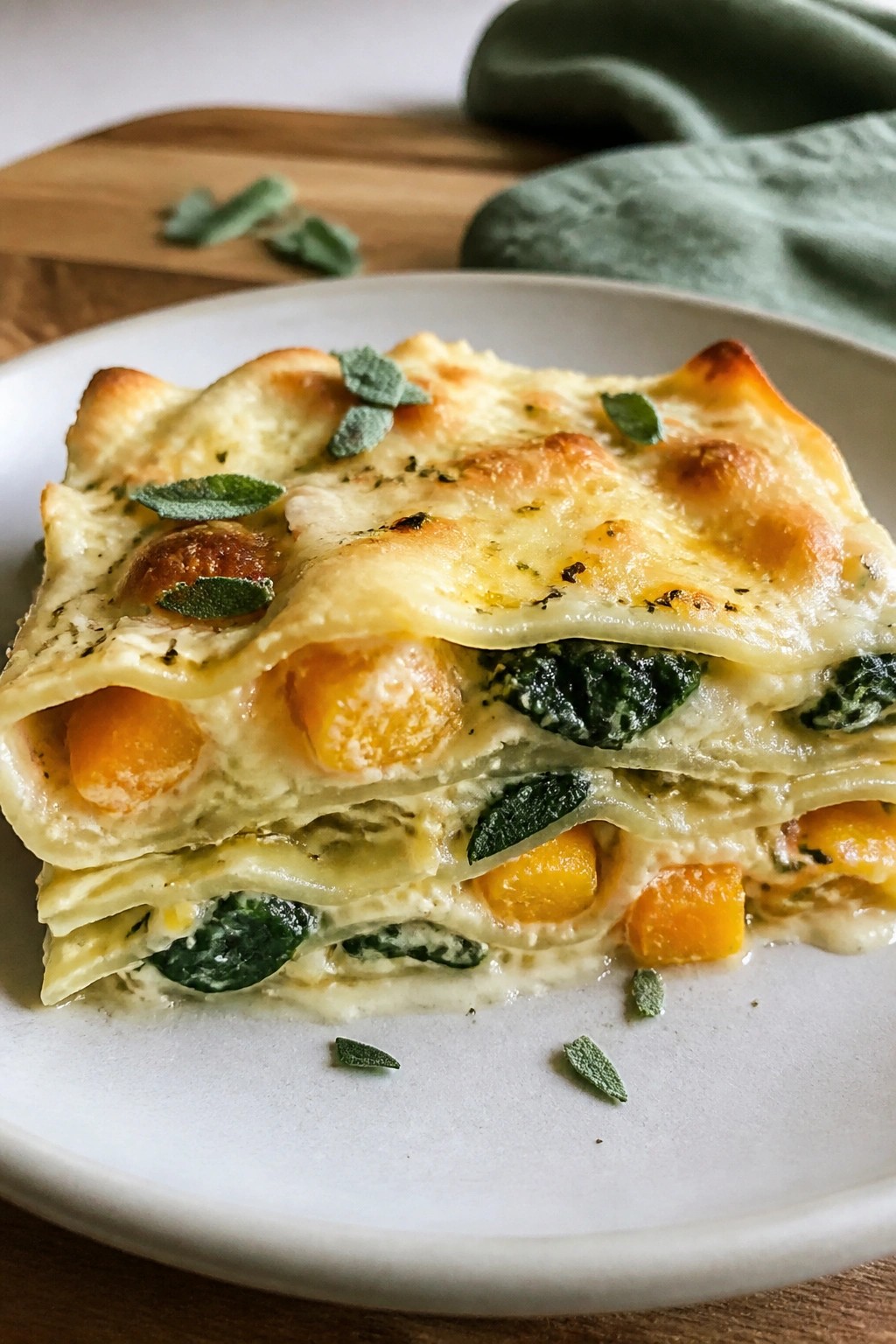 Creamy Butternut Squash and Spinach Lasagna