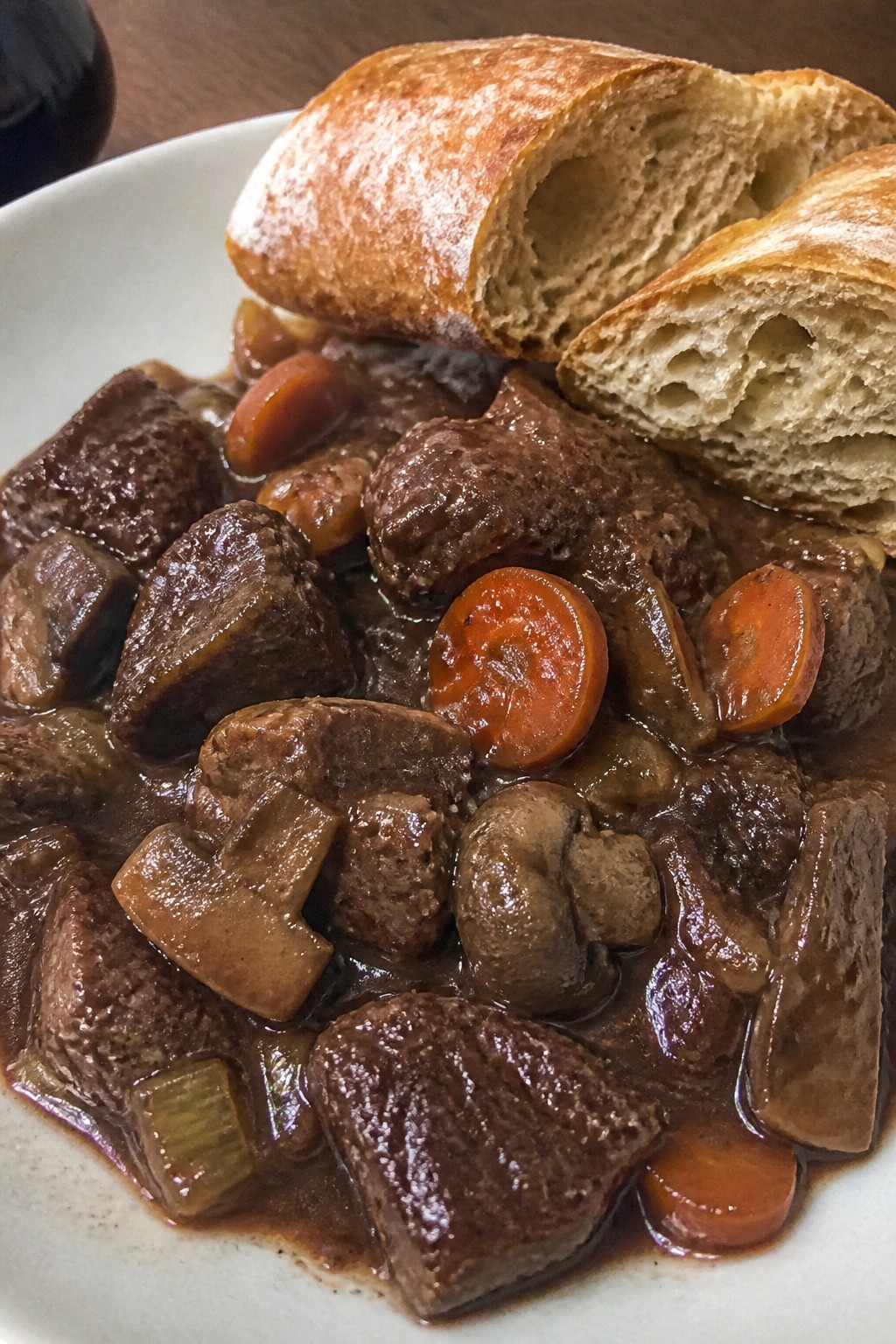 Slow Cooker Beef Bourguignon with Crusty Bread
