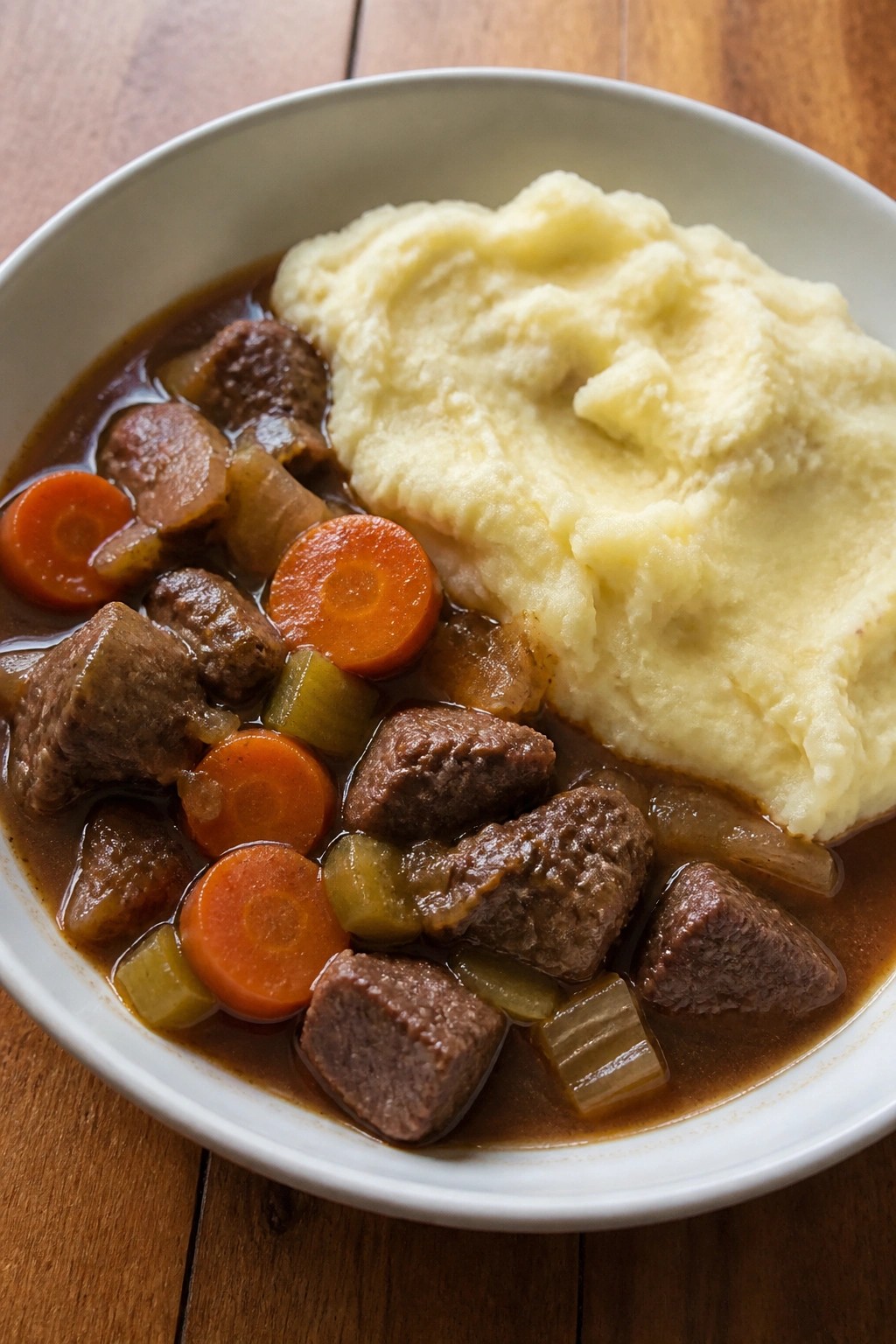 Slow Cooker Classic Beef Stew with Buttery Mashed Potatoes