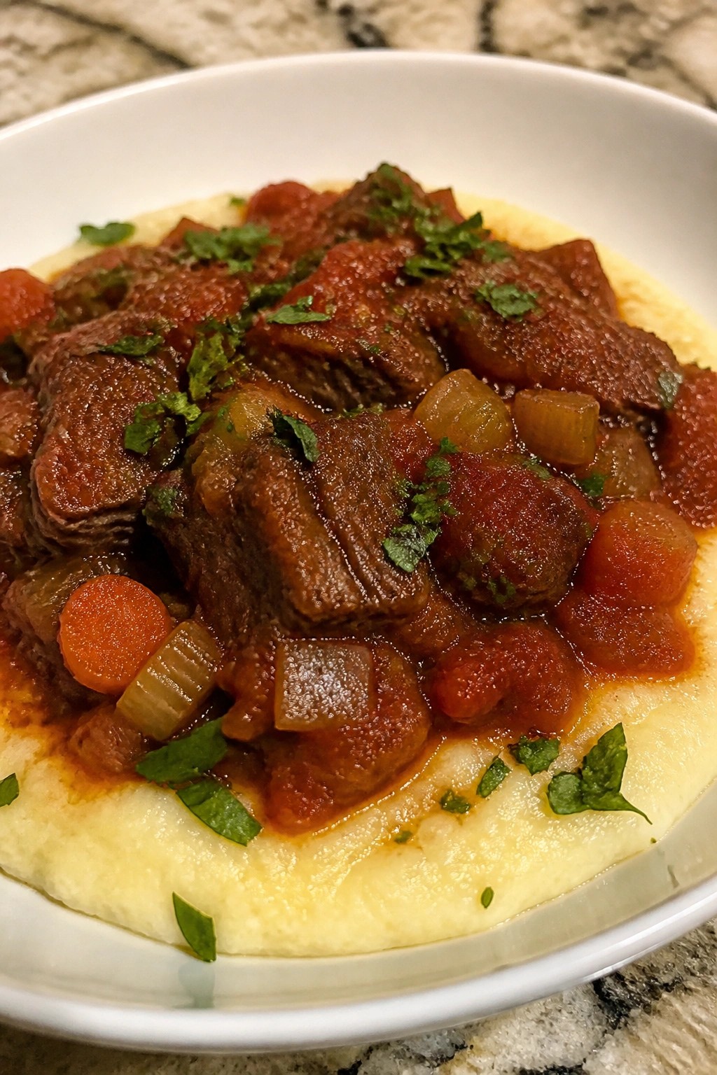 Slow Cooker Italian Beef Ragu with Creamy Polenta