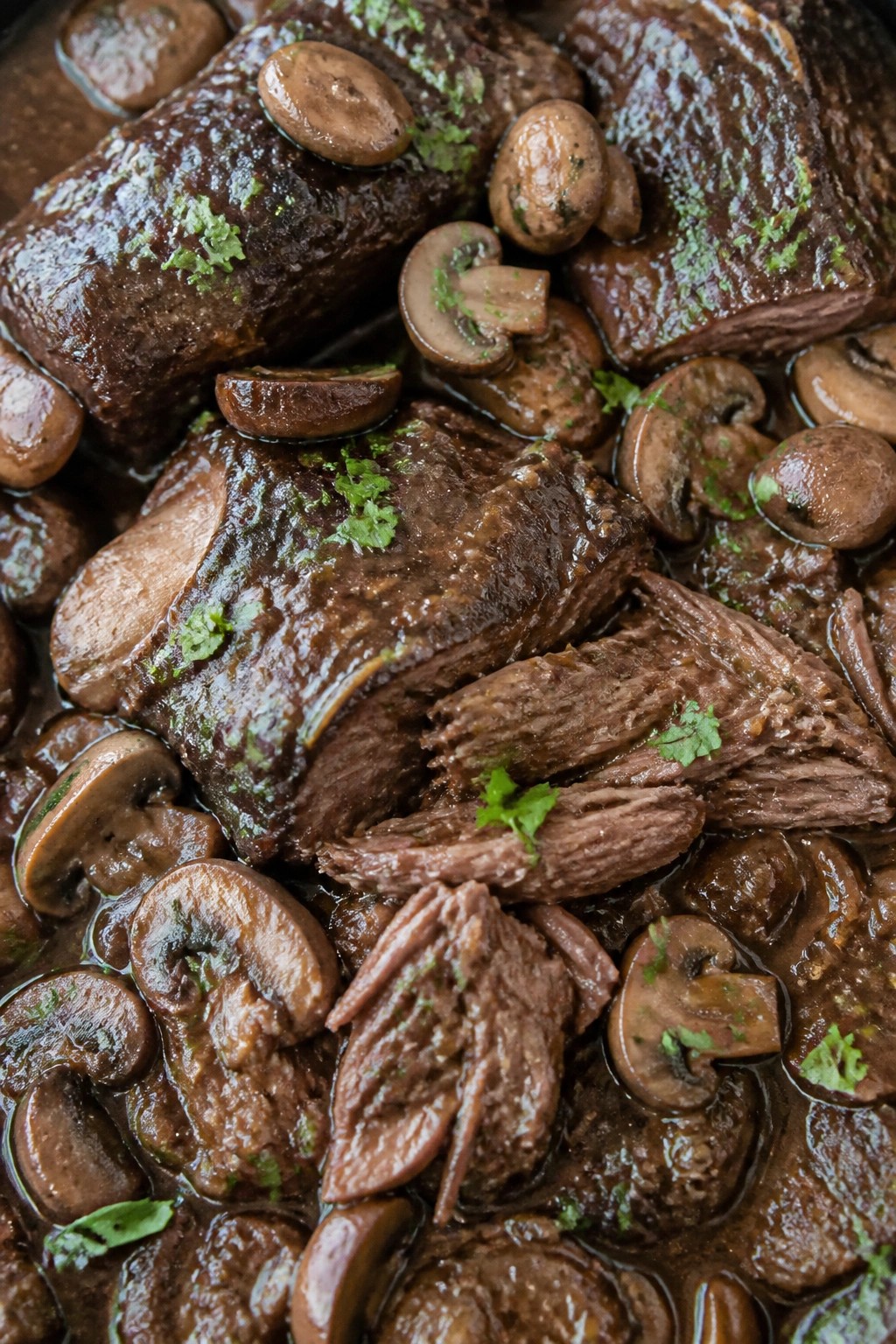 Slow Cooker Balsamic Beef Short Ribs with Mushrooms
