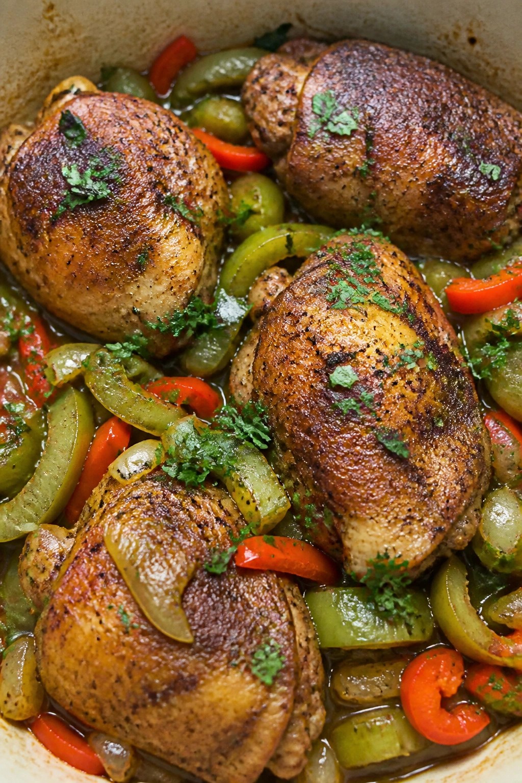 Slow Cooker Cajun Turkey Thighs with Celery and Bell Peppers
