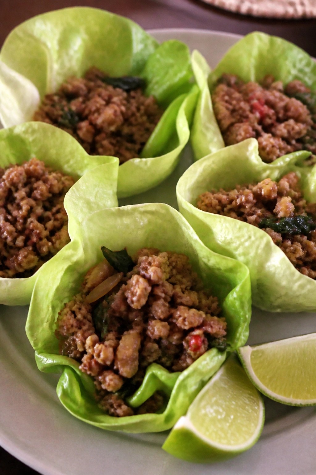Thai Basil Pork Lettuce Cups