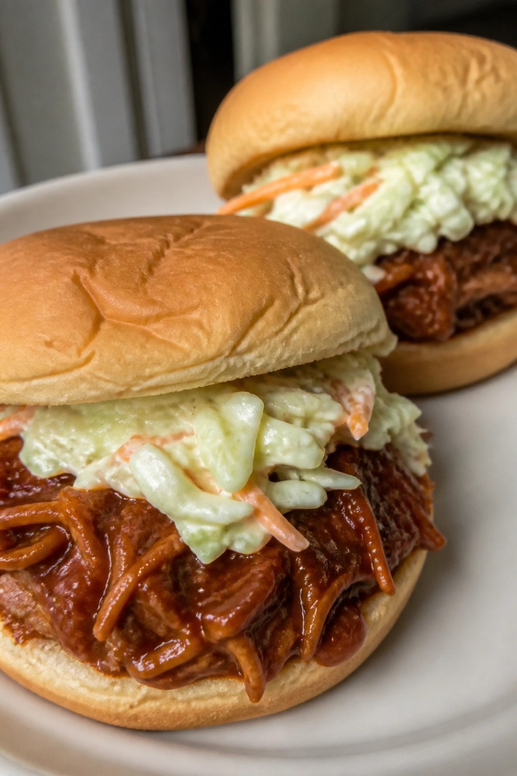 Smoky BBQ Pulled Chicken Sandwiches with Coleslaw