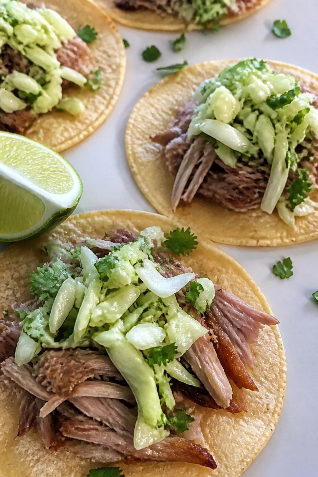 Crockpot Pork Carnitas Tacos with Cabbage Slaw