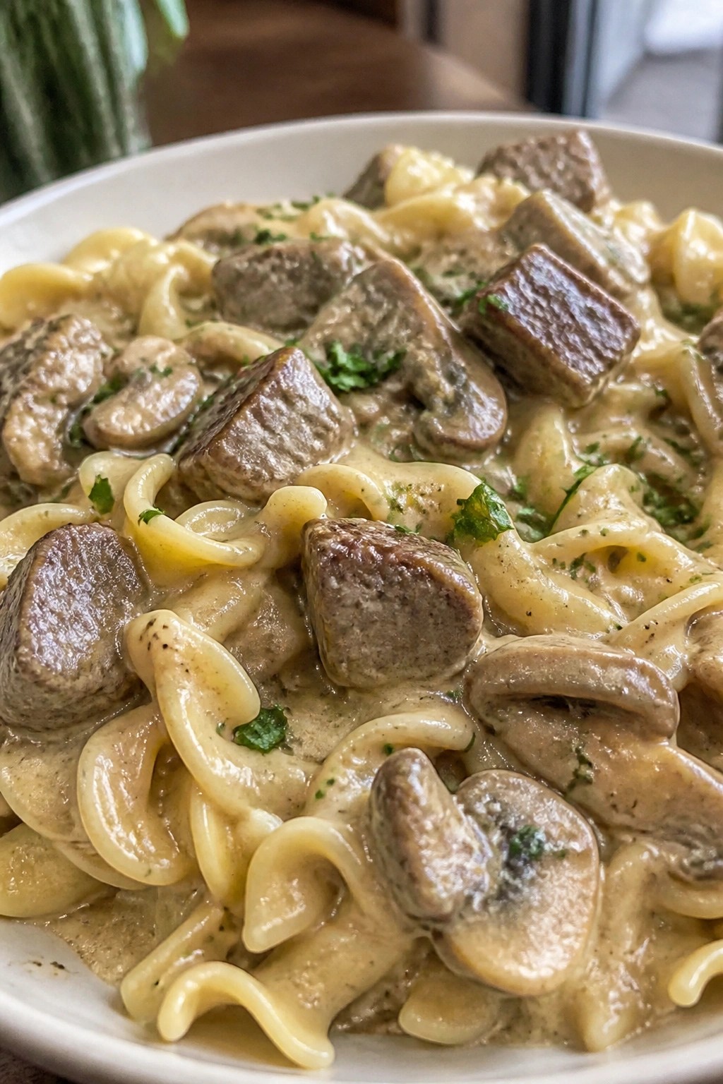 Creamy Mushroom Beef Stroganoff with Egg Noodles