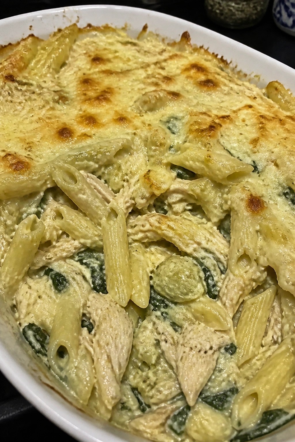 Spinach Artichoke Chicken Pasta Casserole