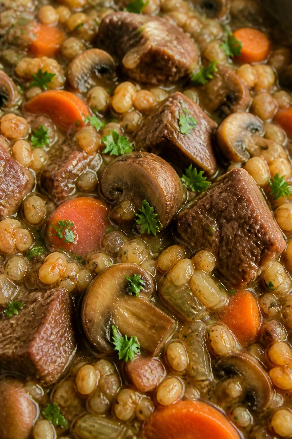 Hearty Beef, Mushroom, and Barley Slow Cooker Casserole