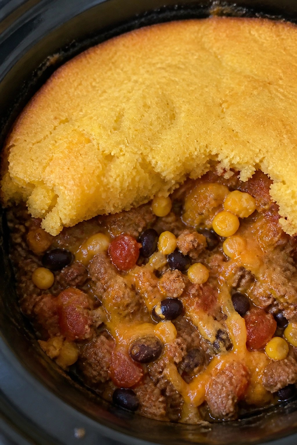 Mexican Beef and Cornbread Slow Cooker Casserole